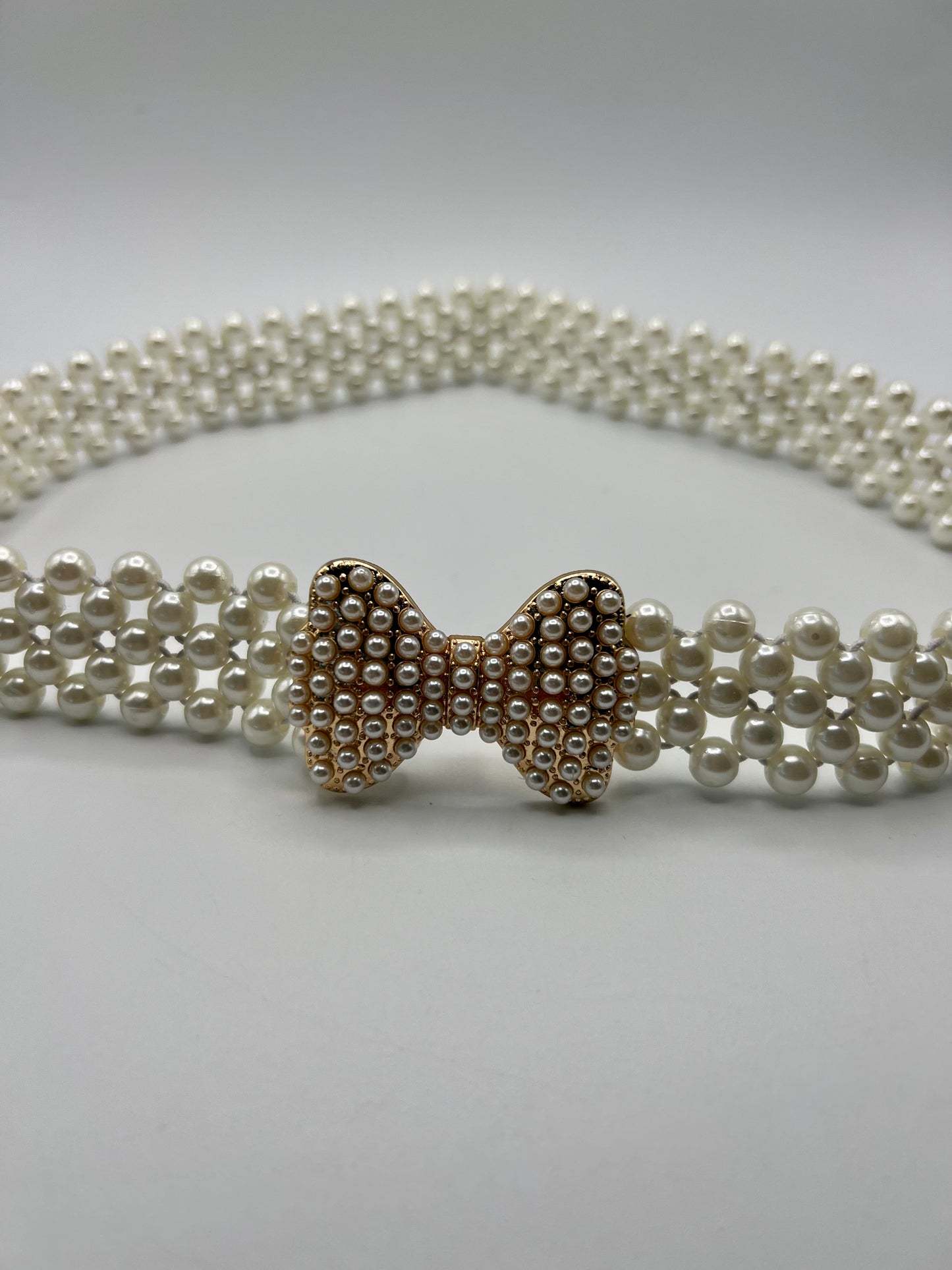 Elastic Belt with Pearl Imitation and Heart Design
