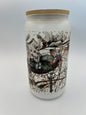 16 oz Frosted Glass Can with Bamboo Lid