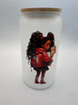 16 oz Frosted Glass Can with Bamboo Lid