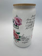 16 oz Frosted Glass Can with Bamboo Lid