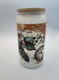 16 oz Frosted Glass Can with Bamboo Lid