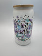 16 oz Frosted Glass Can with Bamboo Lid