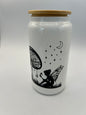 16 oz Frosted Glass Can with Bamboo Lid