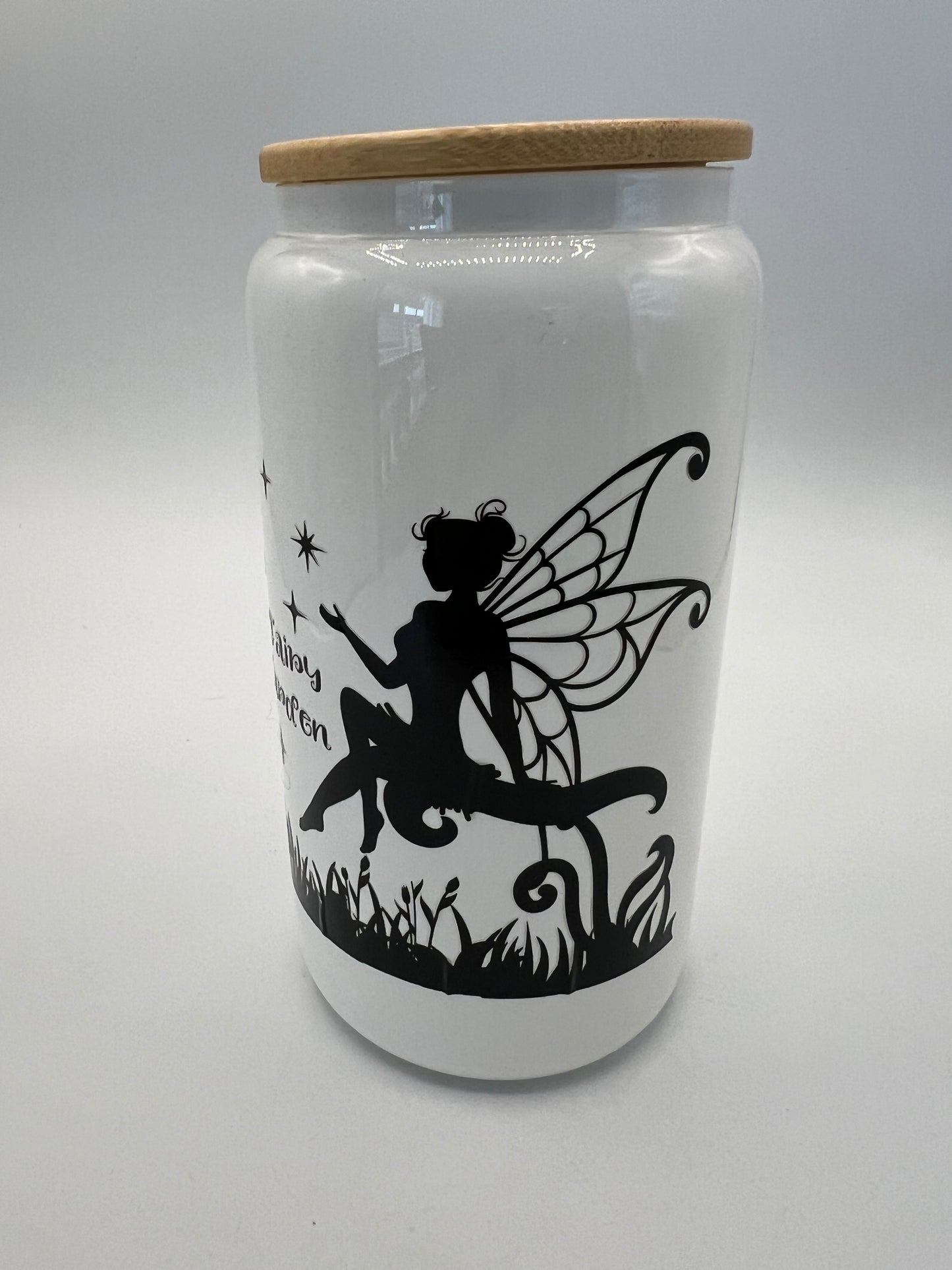16 oz Frosted Glass Can with Bamboo Lid