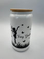 16 oz Frosted Glass Can with Bamboo Lid