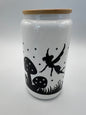 16 oz Frosted Glass Can with Bamboo Lid