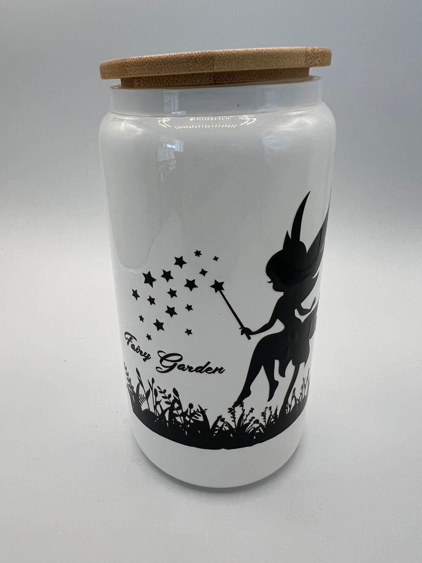 16 oz Frosted Glass Can with Bamboo Lid