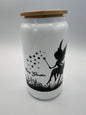 16 oz Frosted Glass Can with Bamboo Lid