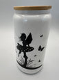 16 oz Frosted Glass Can with Bamboo Lid