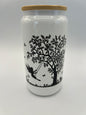 16 oz Frosted Glass Can with Bamboo Lid