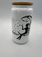 16 oz Frosted Glass Can with Bamboo Lid
