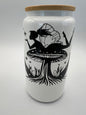16 oz Frosted Glass Can with Bamboo Lid