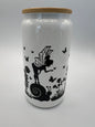 16 oz Frosted Glass Can with Bamboo Lid