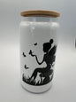 16 oz Frosted Glass Can with Bamboo Lid