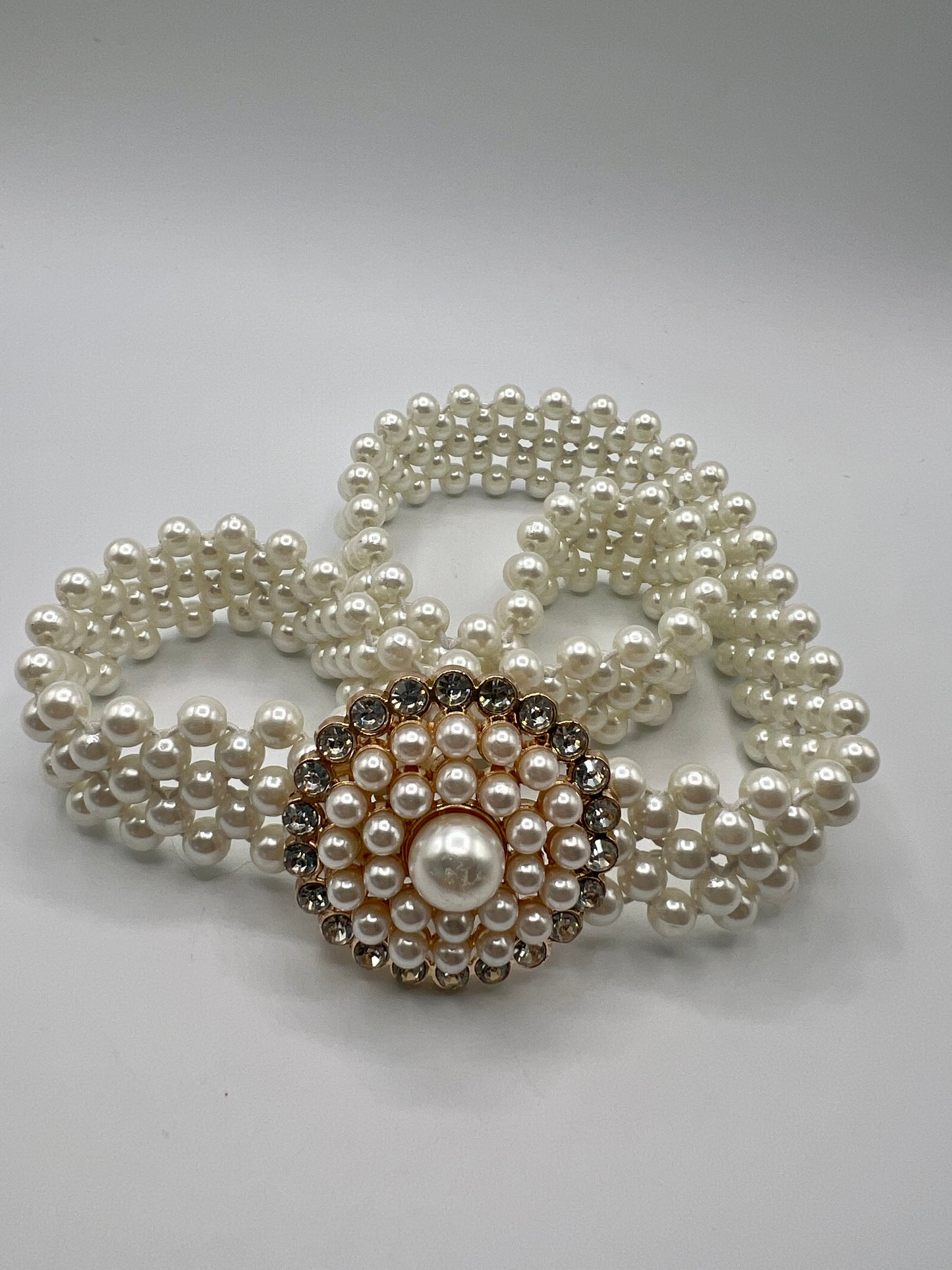 Women's Elastic Belt with Pearl Imitation