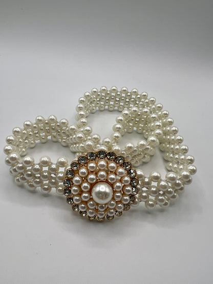 Women's Elastic Belt with Pearl Imitation