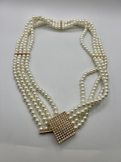 Elastic Belt with Pearl Imitation