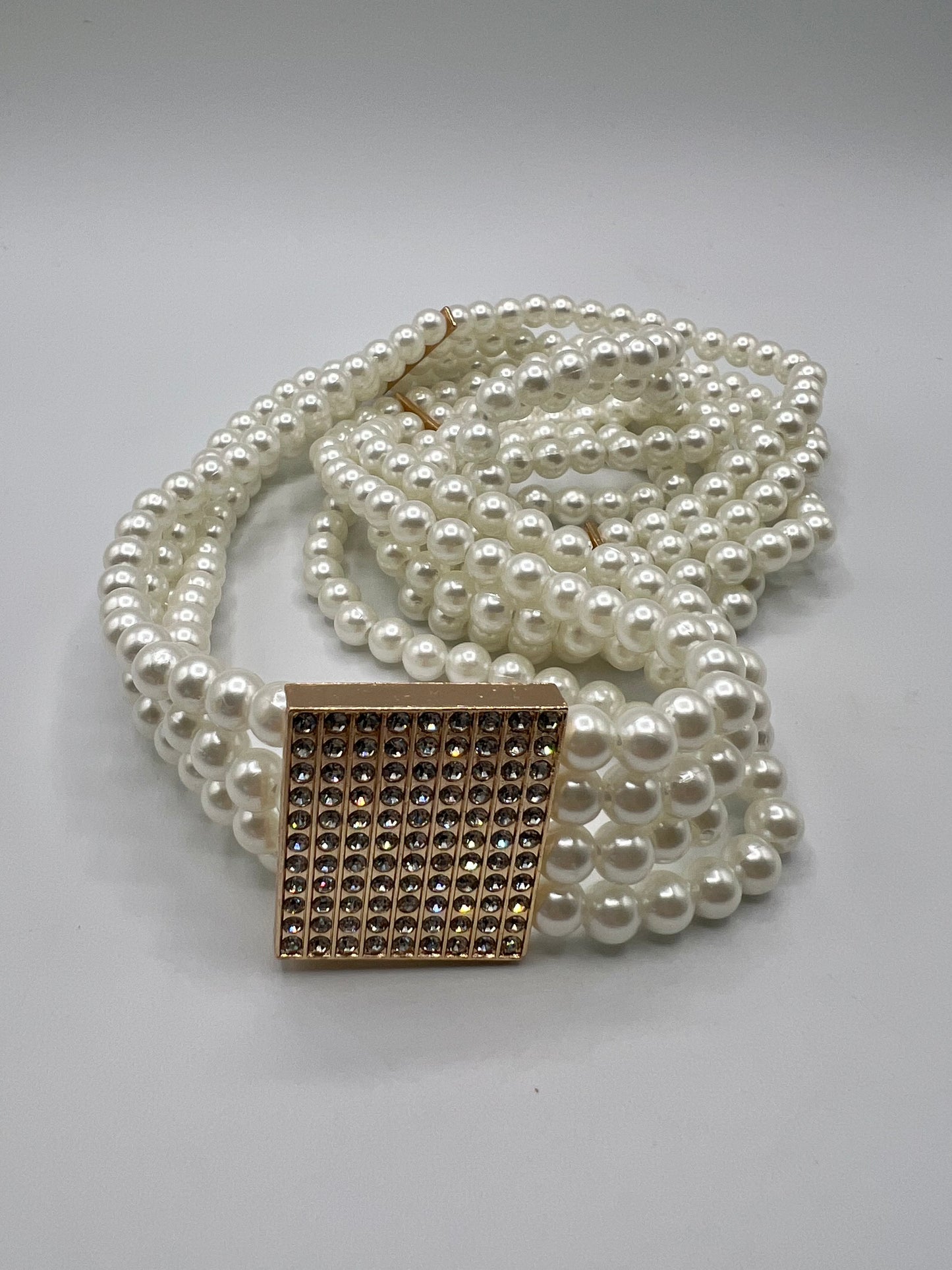 Elastic Belt with Pearl Imitation