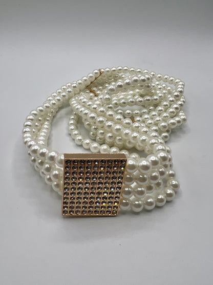 Elastic Belt with Pearl Imitation