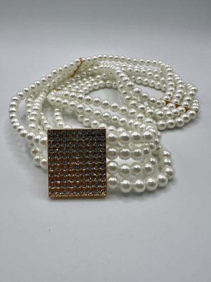 Elastic Belt with Pearl Imitation
