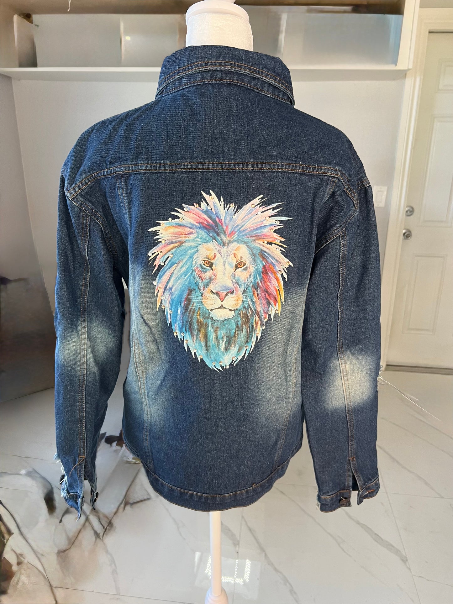 Jean Jacket with  Lion Design