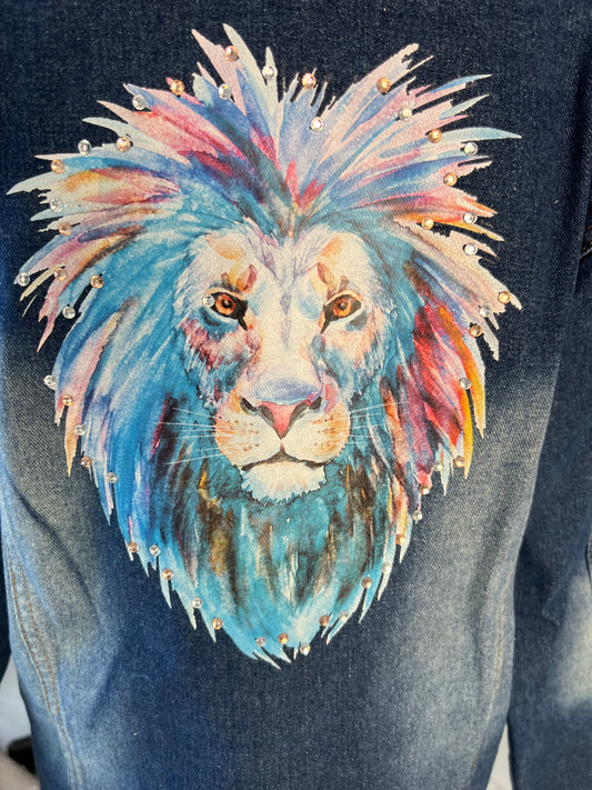 Jean Jacket with  Lion Design