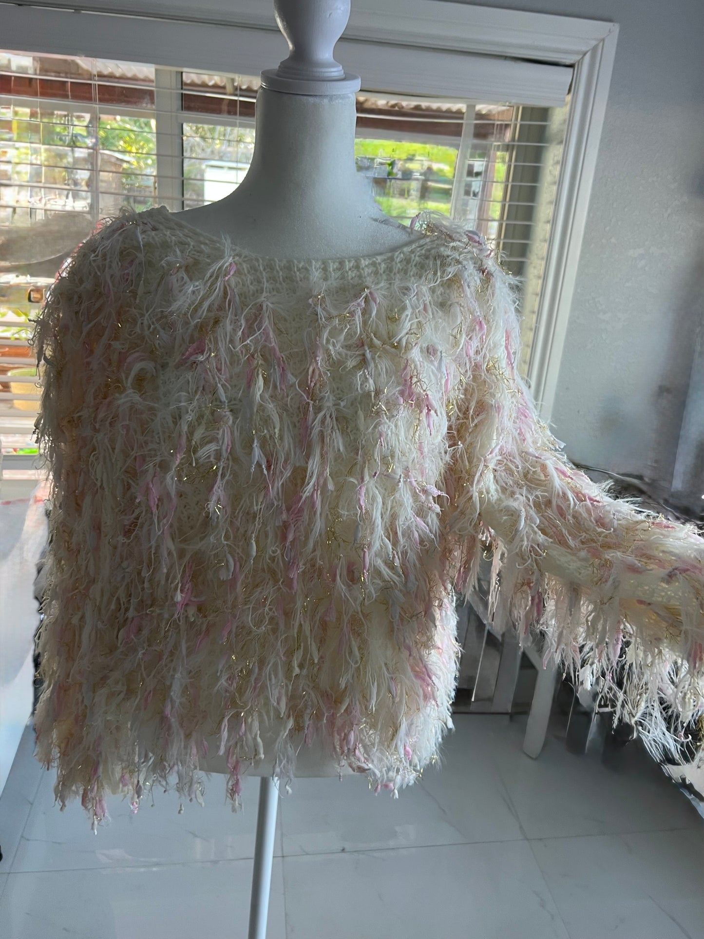 Boat-Neck Shaggy Sweater